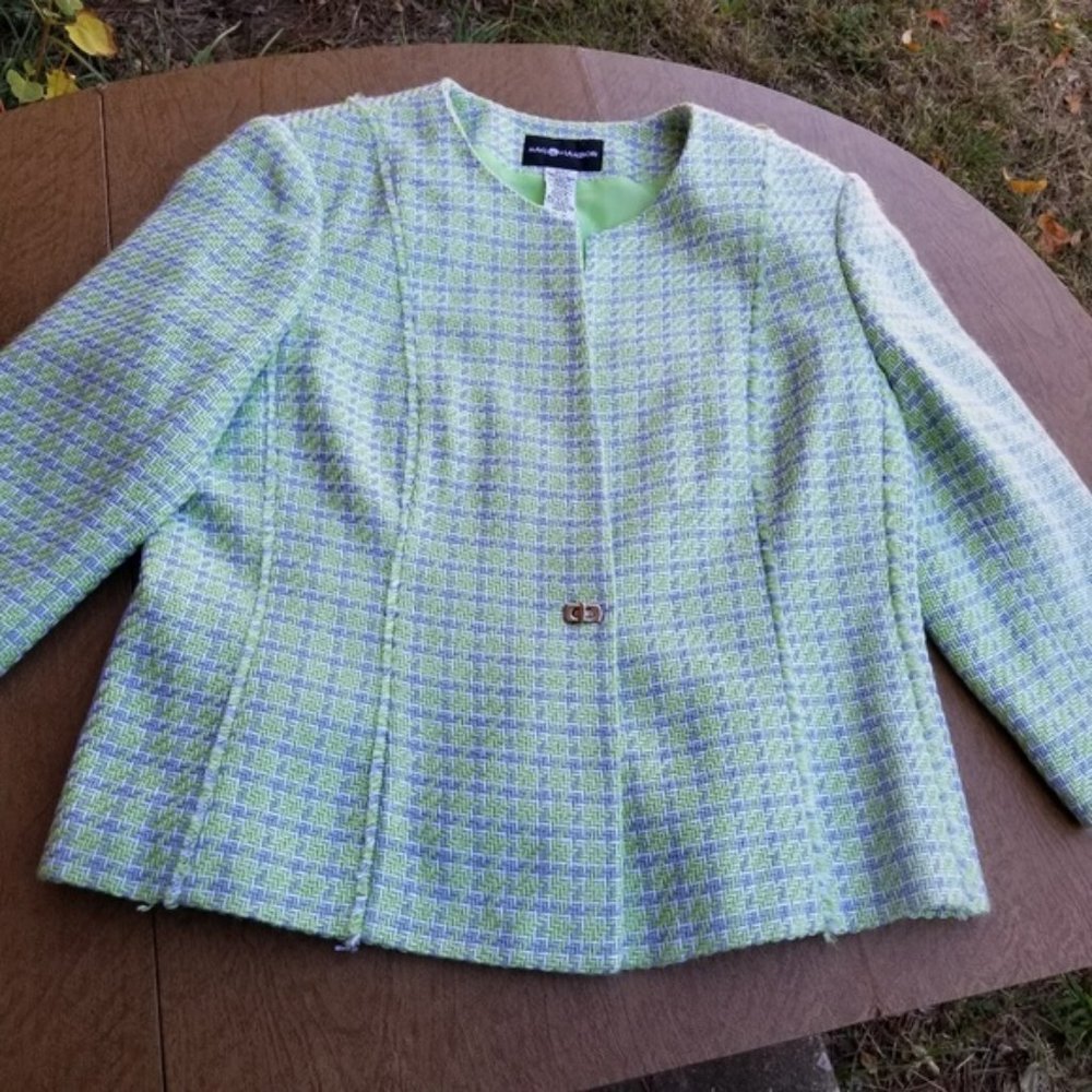 Sag Habor 14 NWT Green Lavender Tweed Jacket Blazer